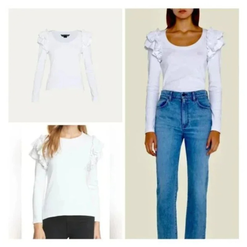 NWt Veronica Beard Avedon Top White Ruffle Long Sleeve Top S NWT 228